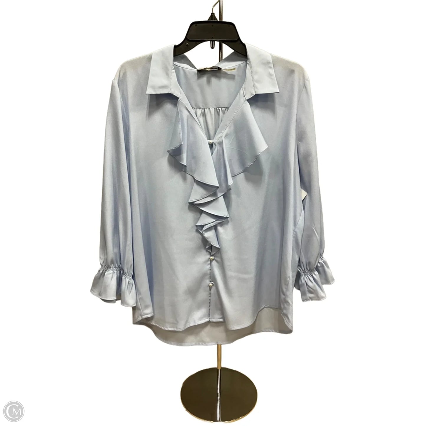 Top Long Sleeve Designer By Karl Lagerfeld In Blue, Size: Xl