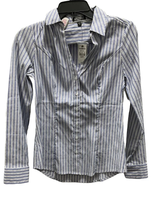 Blouse 3/4 Sleeve By Express In Striped Pattern, Size: Xs