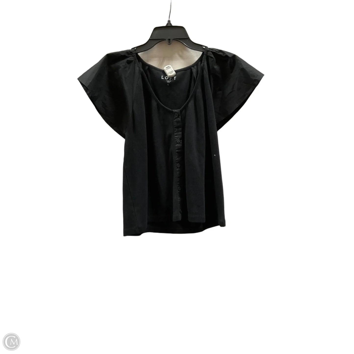 Top Short Sleeve By Loft In Black, Size: L