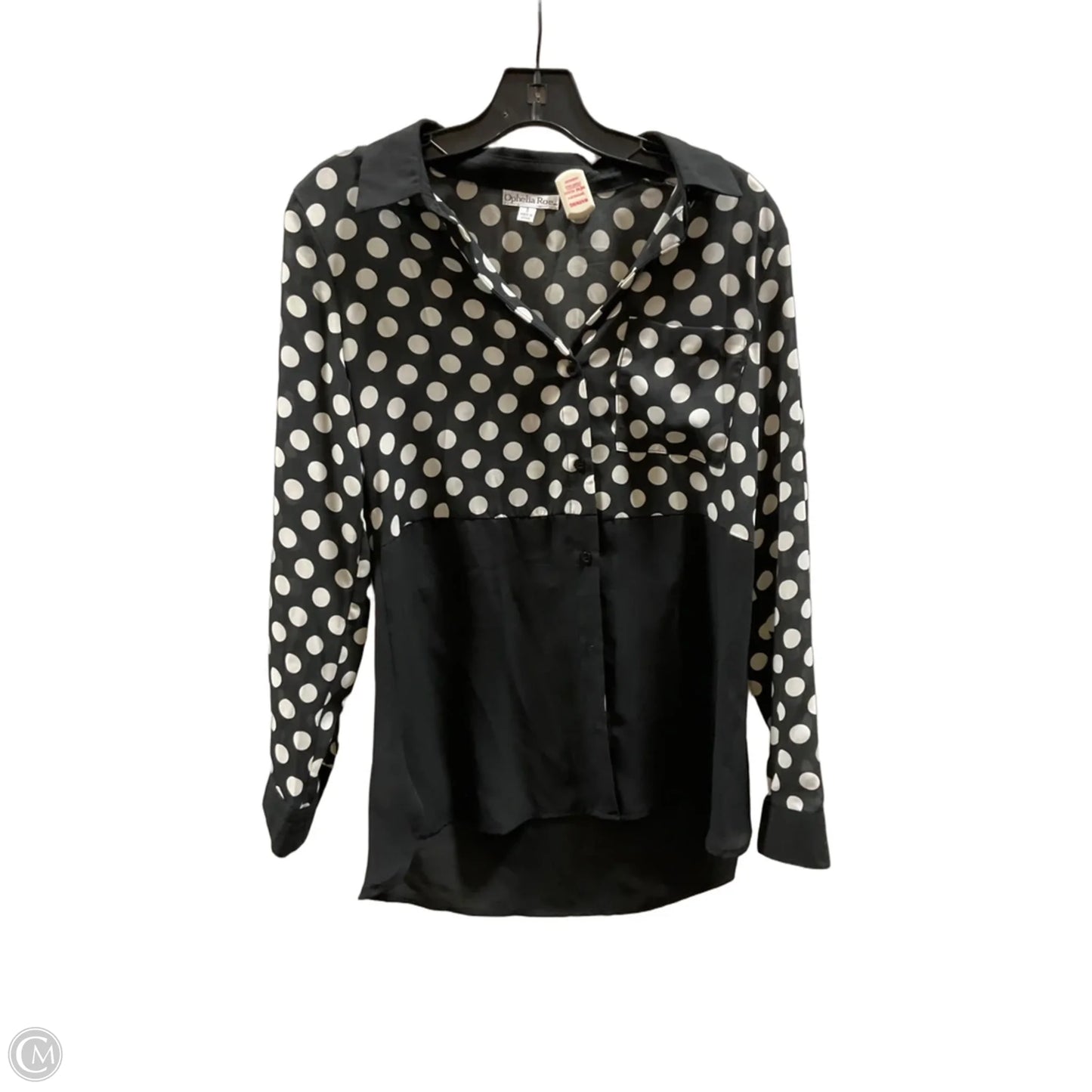 Blouse Long Sleeve By Opheliarose In Black & Cream, Size: S