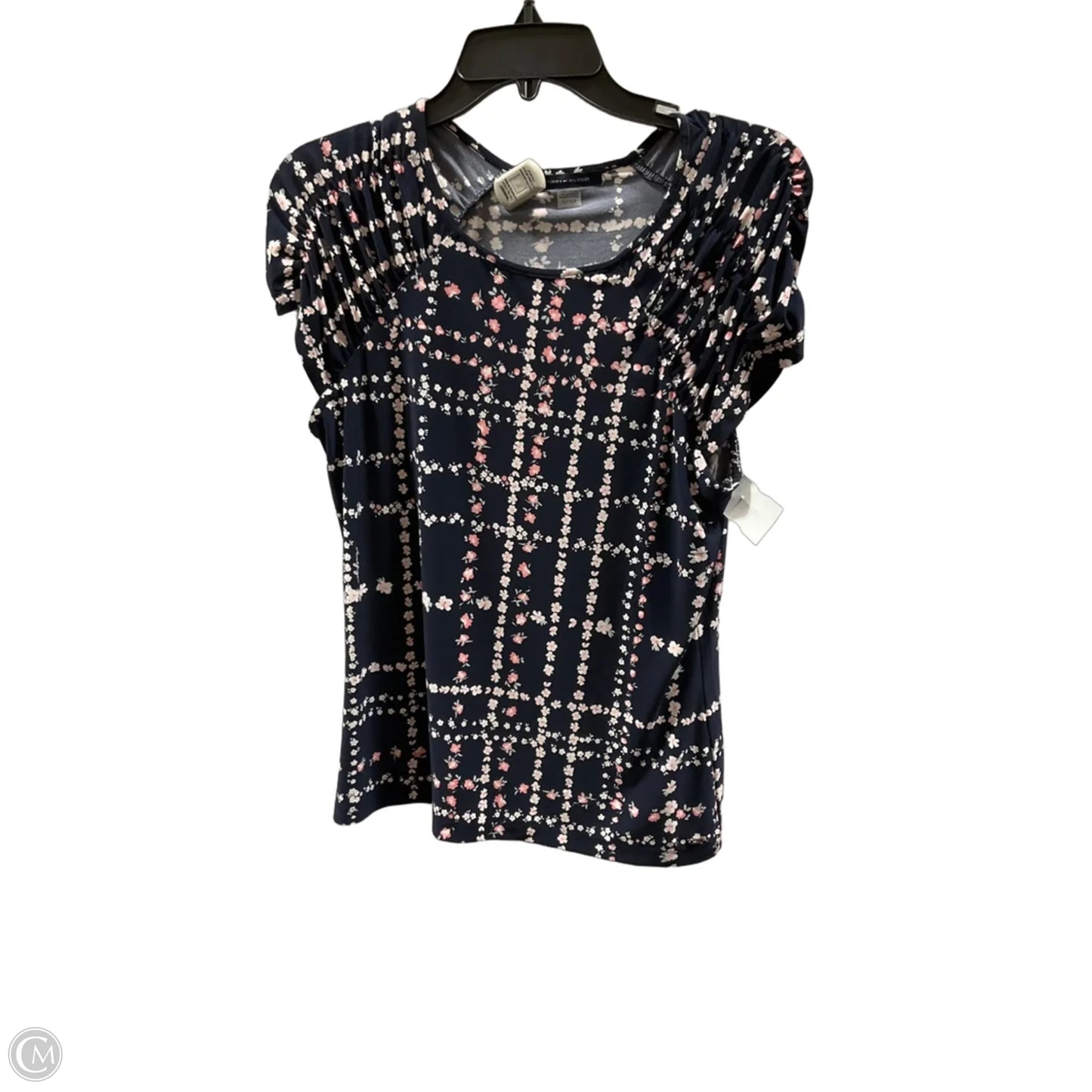 Top Short Sleeve By Tommy Hilfiger In Blue & Cream, Size: S
