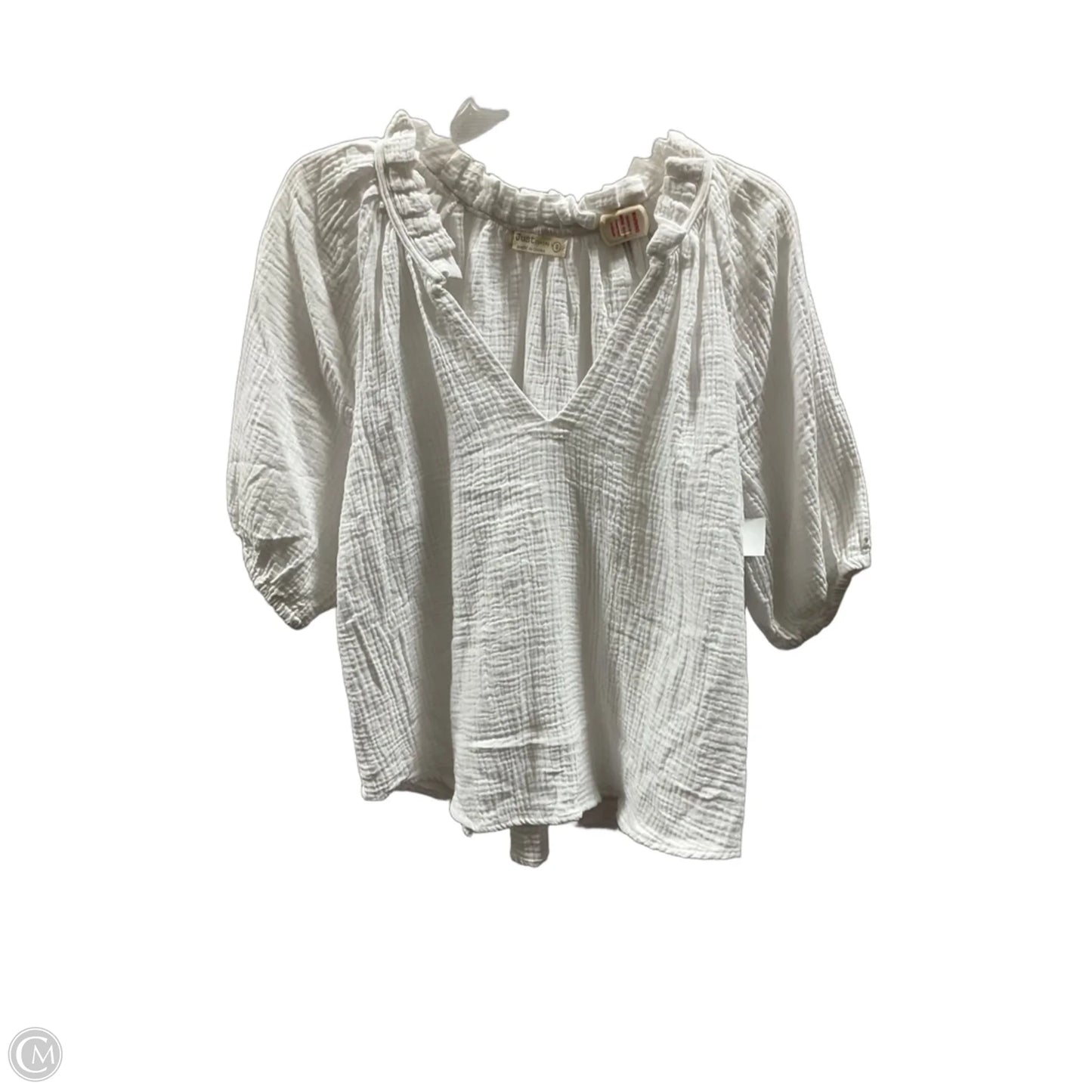 Top Short Sleeve By Just Living In White, Size: S