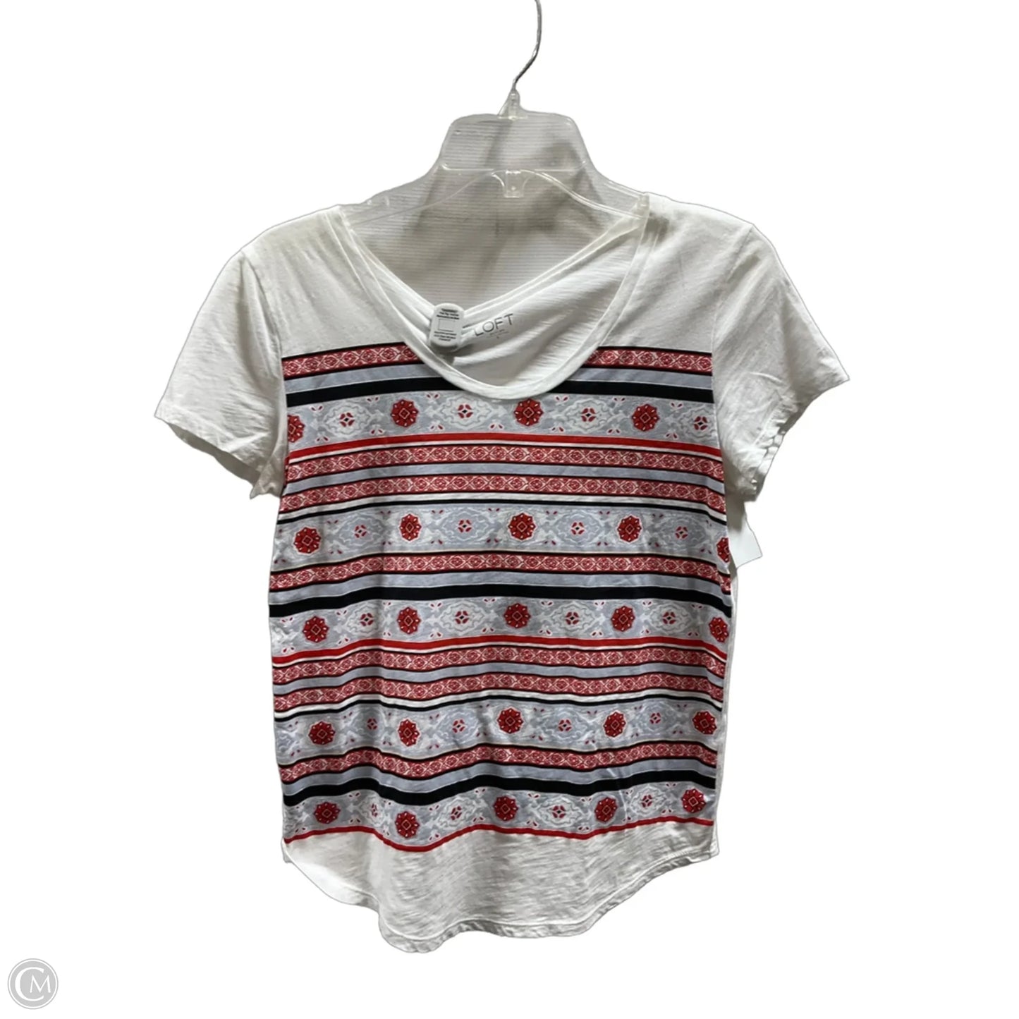 Top Short Sleeve By Loft In Red & White, Size: S