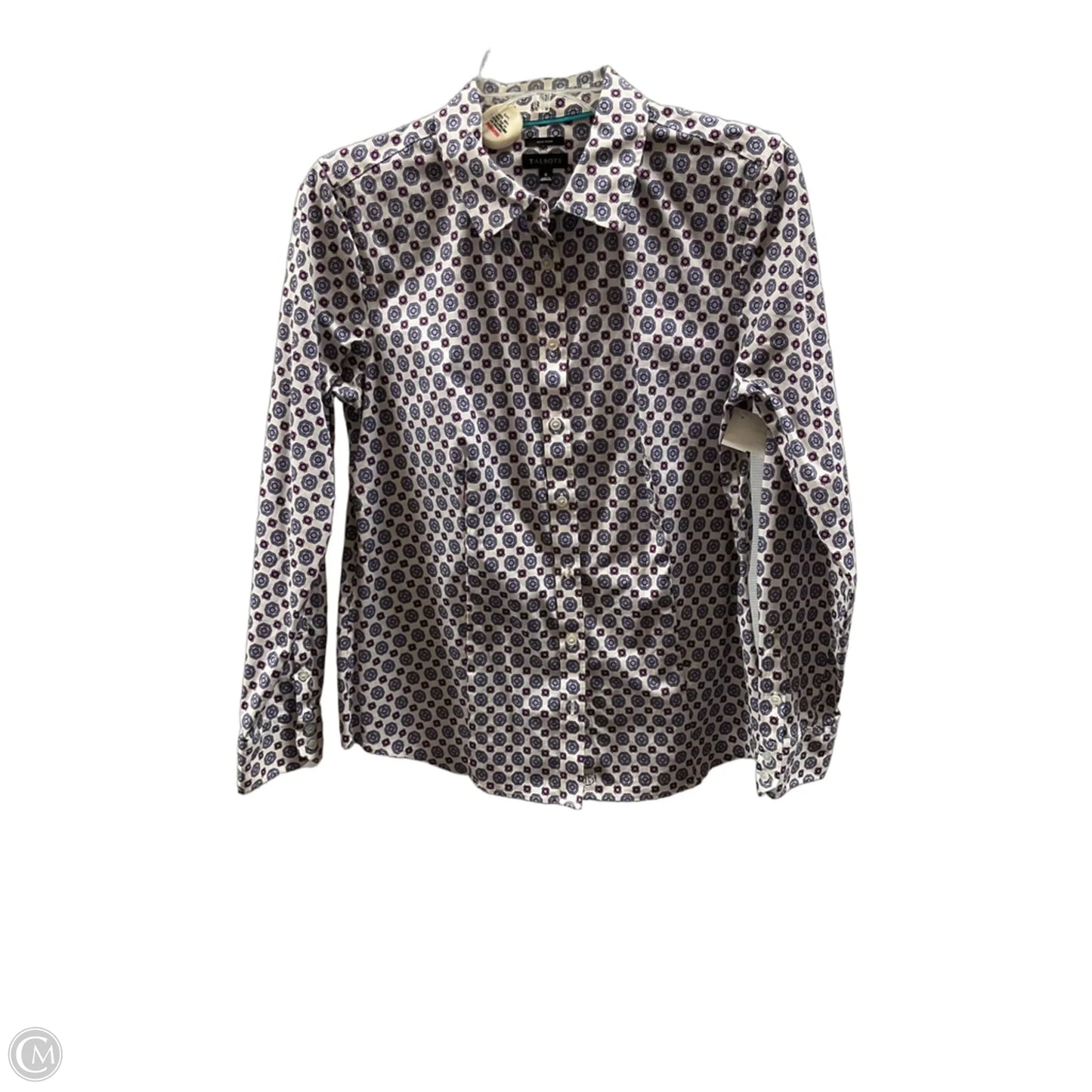 Blouse Long Sleeve By Talbots In Purple & White, Size: M