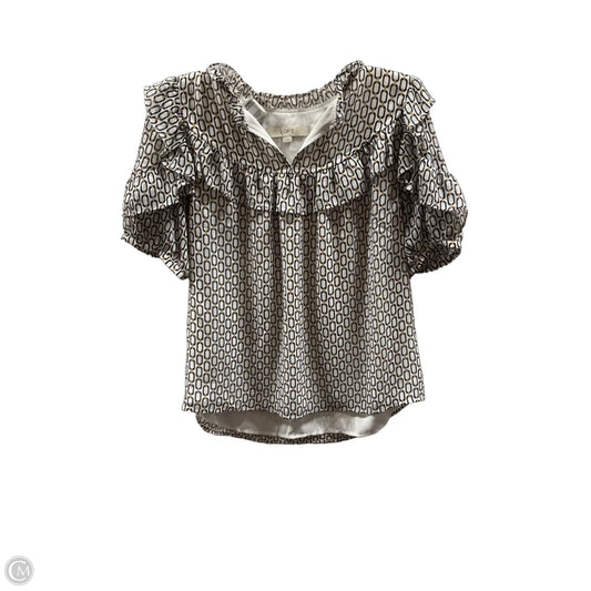 Top Short Sleeve By Loft In Black & Cream, Size: S