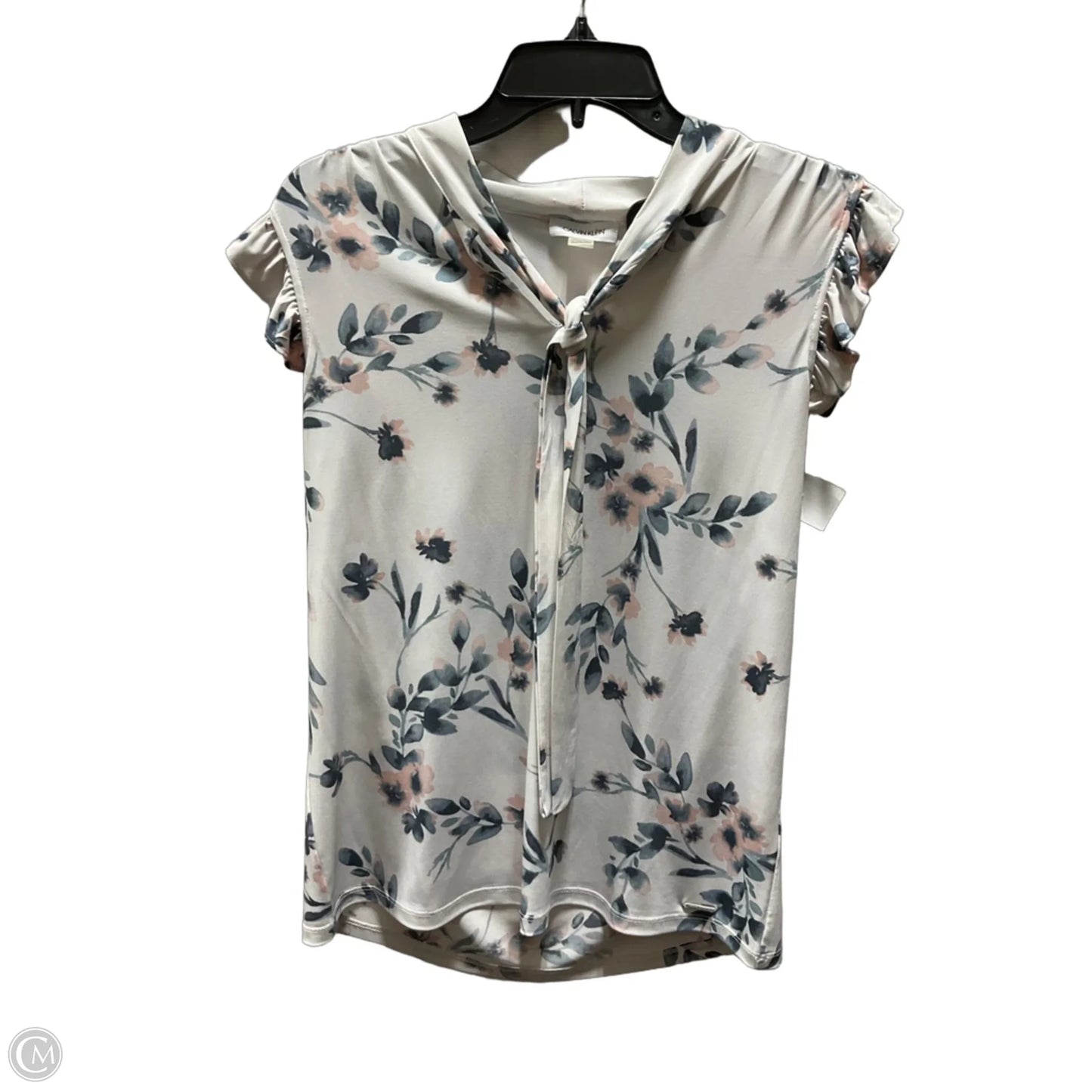 Top Short Sleeve By Calvin Klein In Floral Print, Size: M