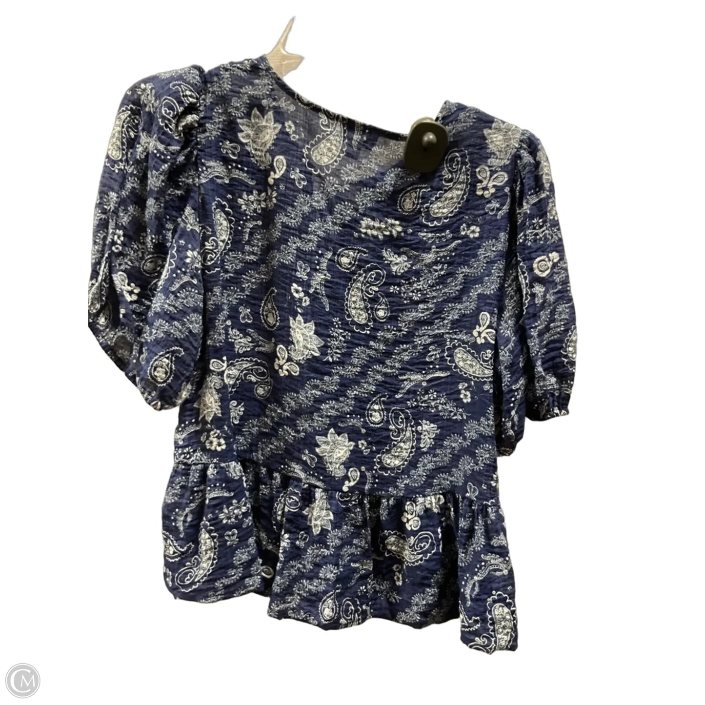 Top Short Sleeve By Cece In Blue & White, Size: M