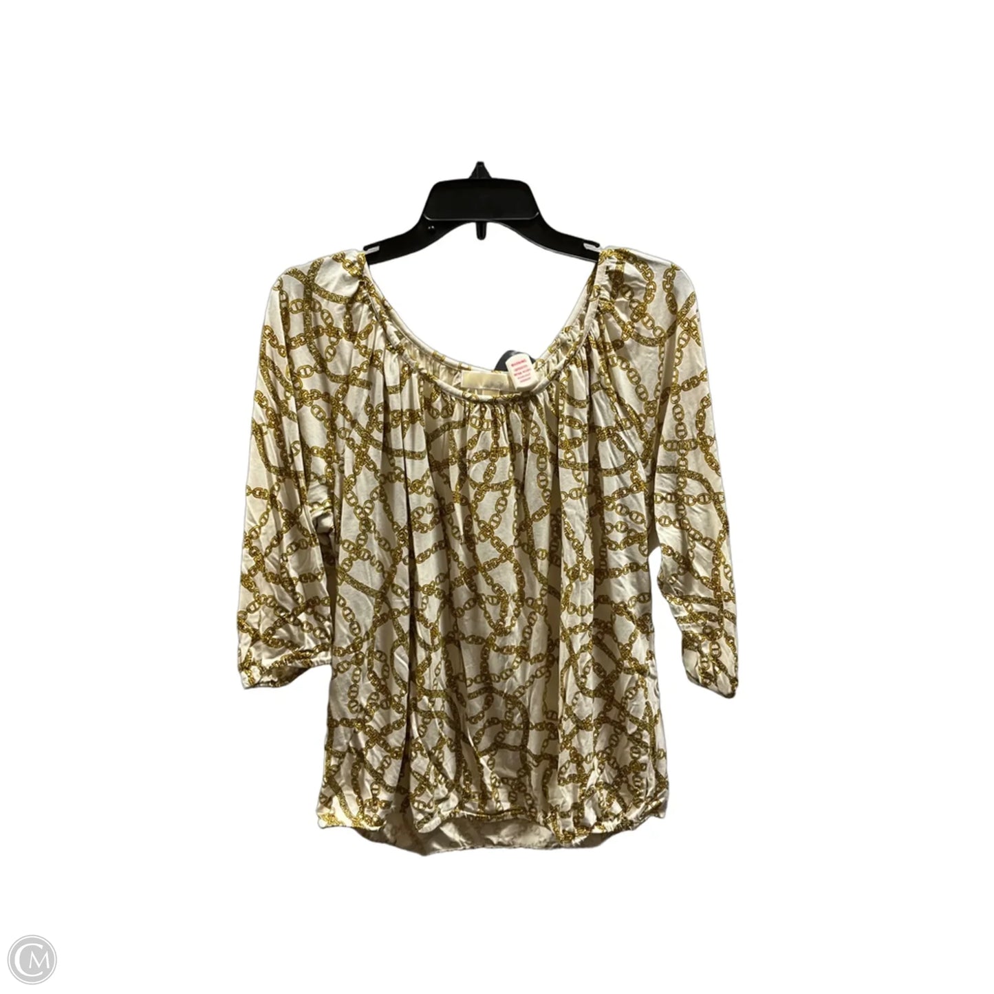 Top Short Sleeve By Michael By Michael Kors In Gold & White, Size: 1x