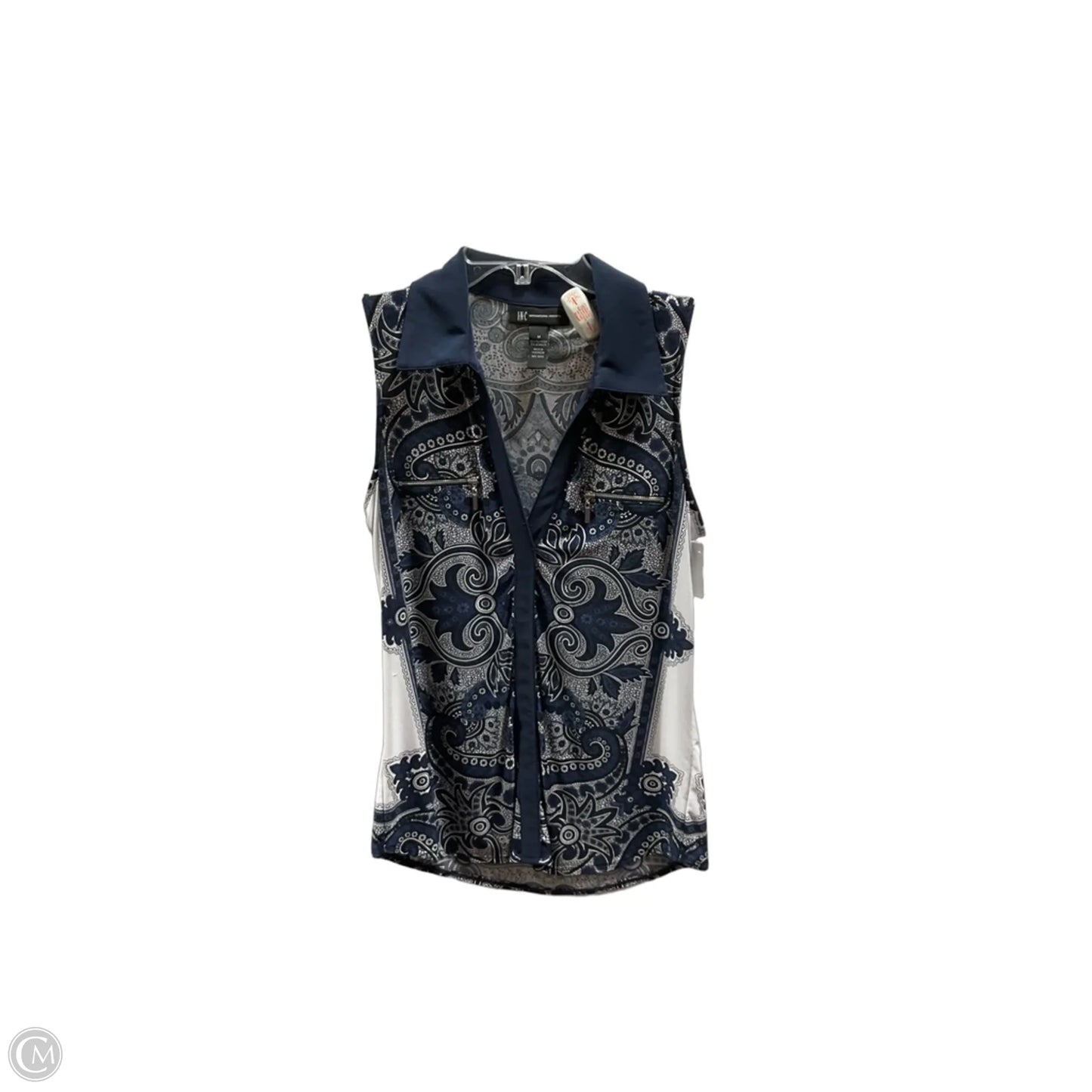 Top Sleeveless By Inc In Blue & White, Size: M