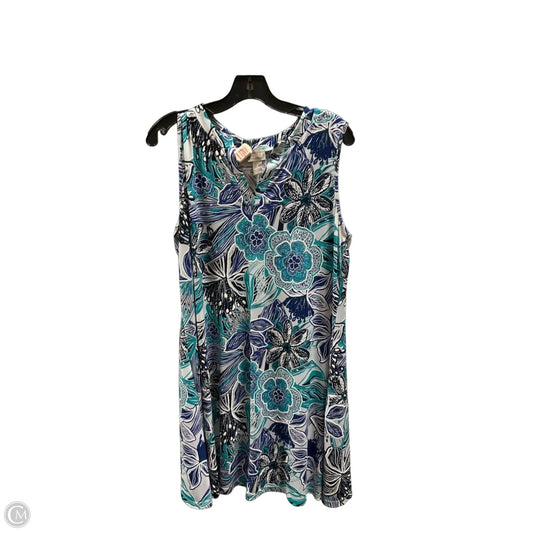 Dress Casual Midi By Chicos In Blue & White, Size: L