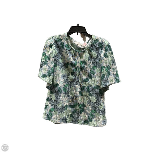 Top Short Sleeve By Loft In Blue & Green, Size: L