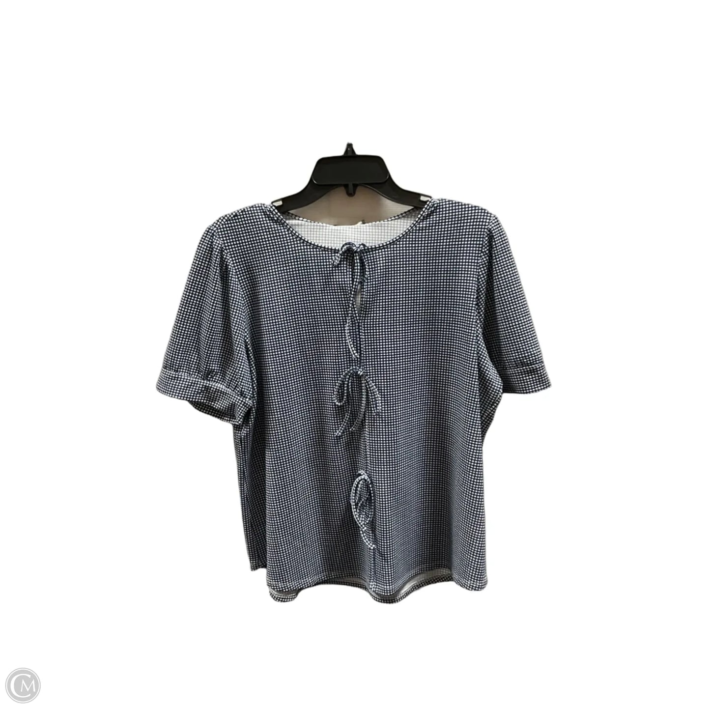Top Short Sleeve By Adrianna Papell In Blue & White, Size: L