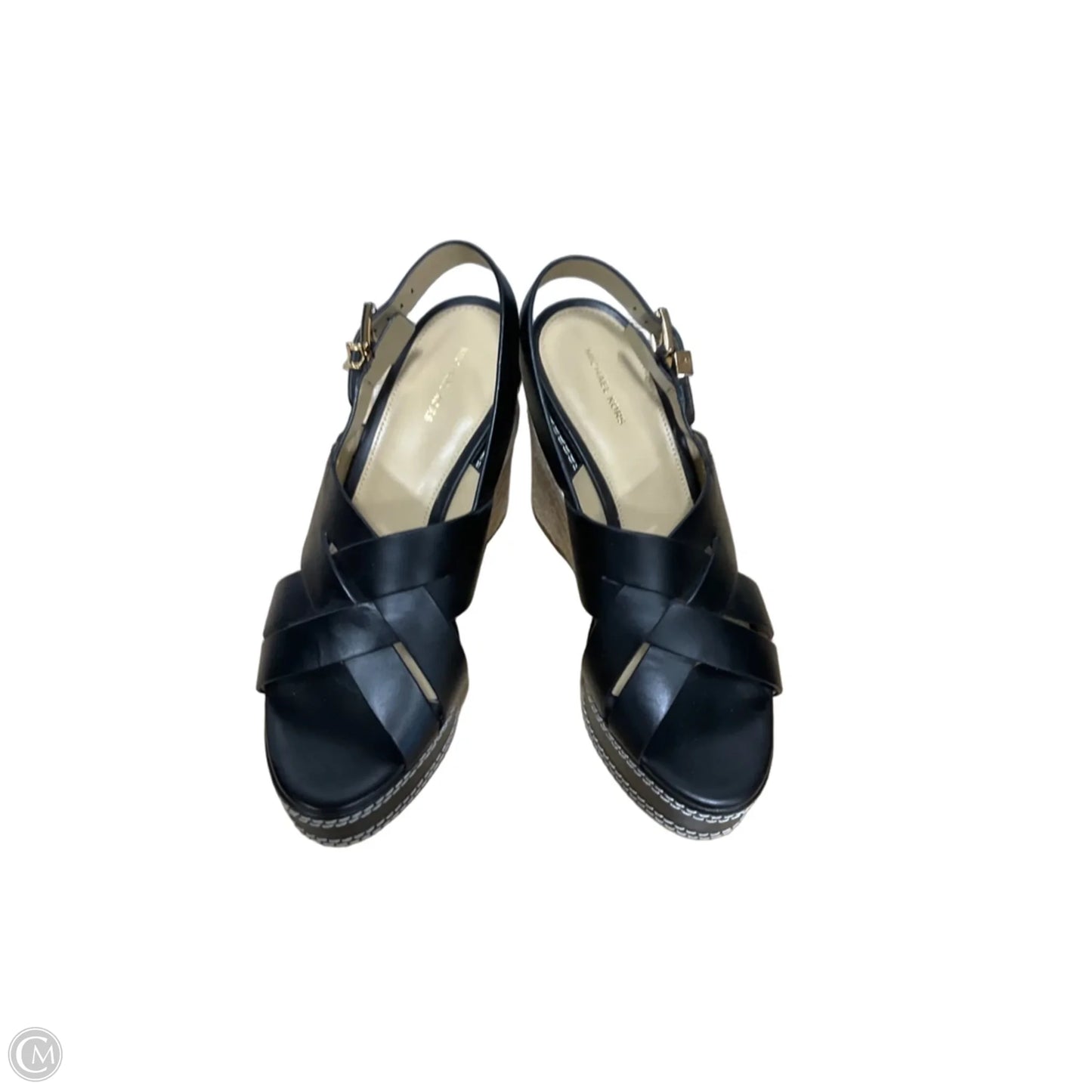 Sandals Heels Wedge By Michael Kors In Black & Cream, Size: 8.5
