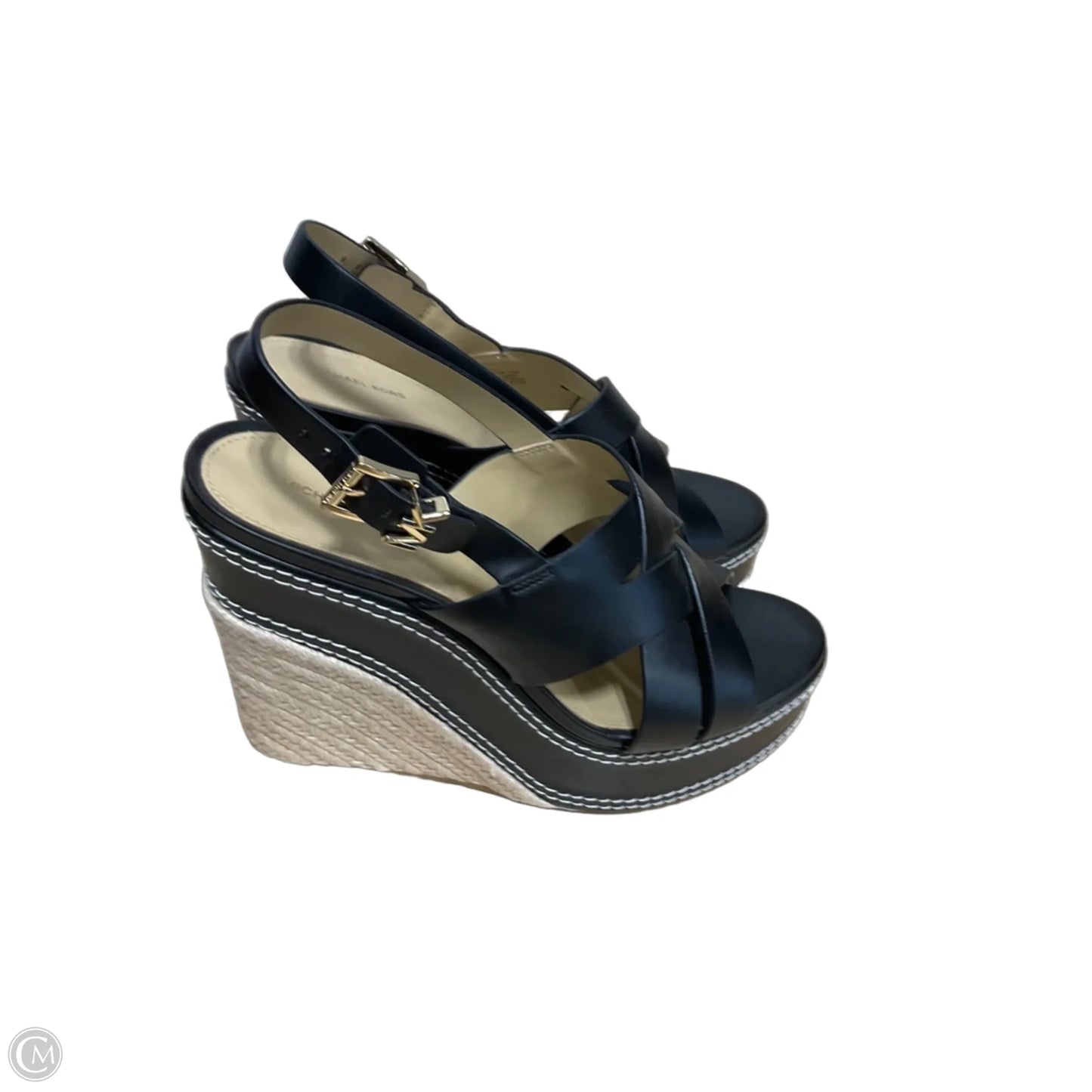 Sandals Heels Wedge By Michael Kors In Black & Cream, Size: 8.5