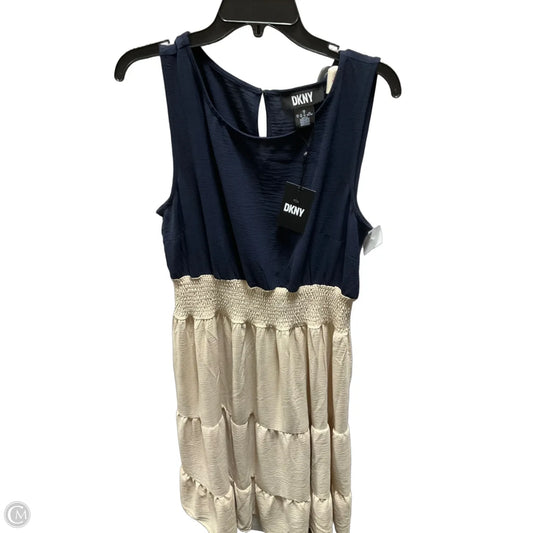 Dress Casual Maxi By Dkny In Blue & Cream, Size: Xl