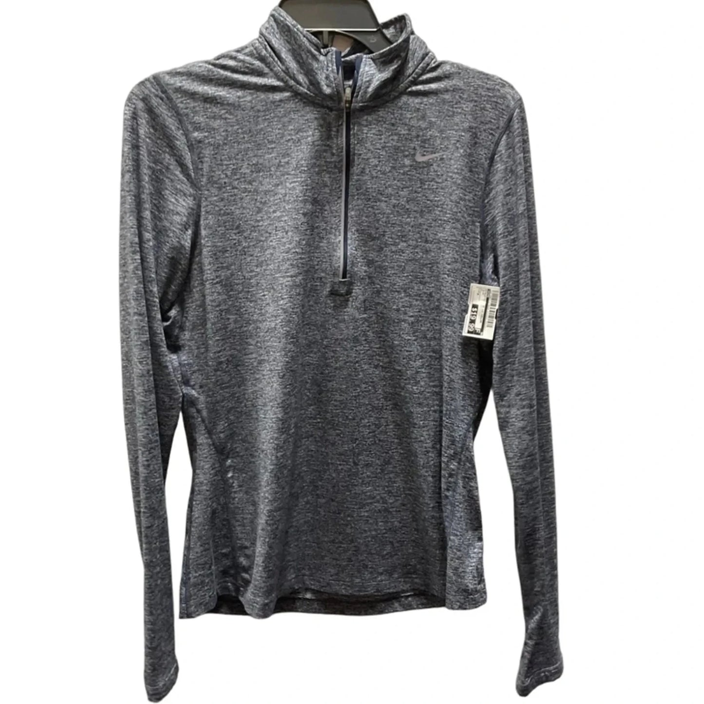 Athletic Top Long Sleeve Collar By Nike In Blue, Size: M