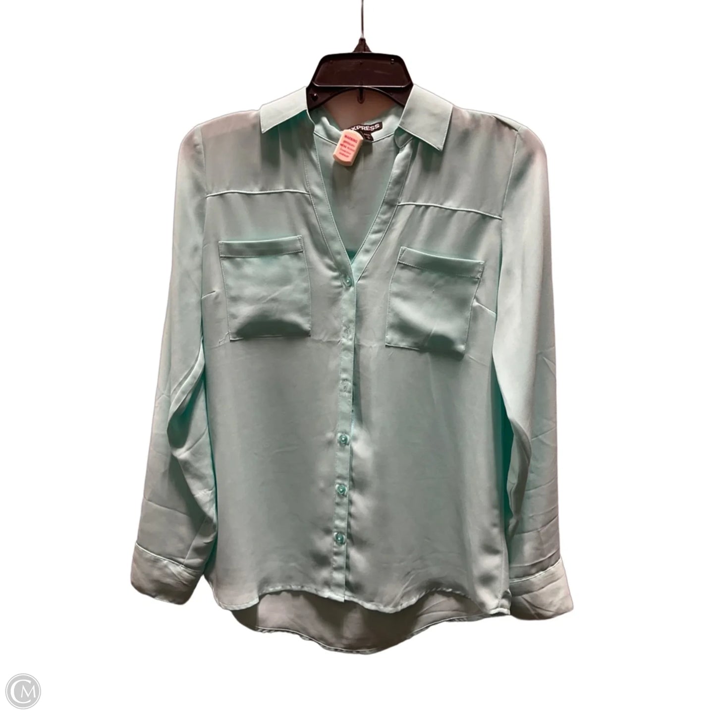 Blouse Long Sleeve By Express In Aqua, Size: S