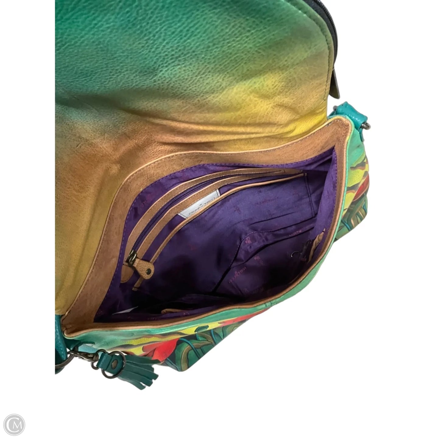Handbag Leather By Anuschka, Size: Medium