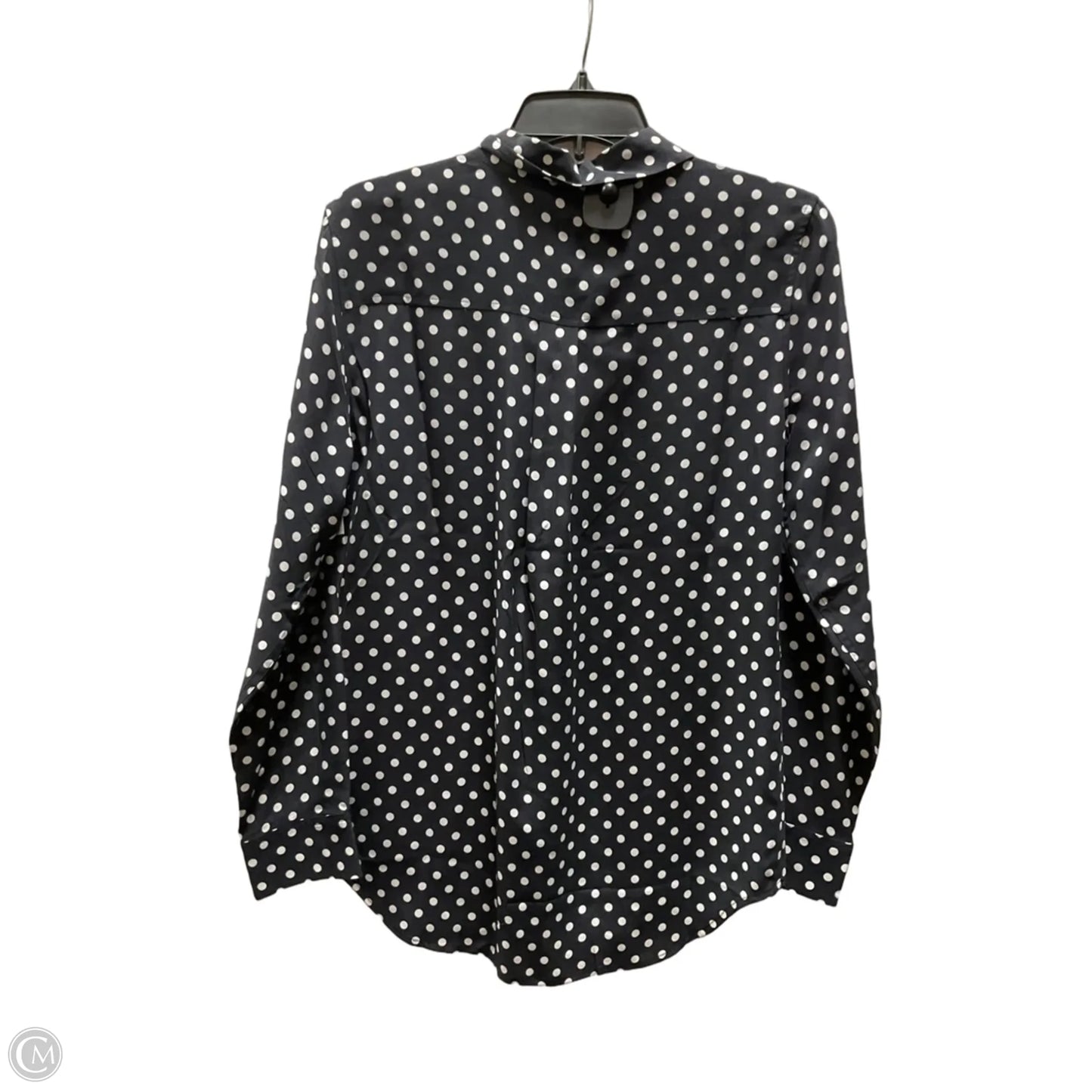 Blouse Long Sleeve By Equipment In Blue & White, Size: M