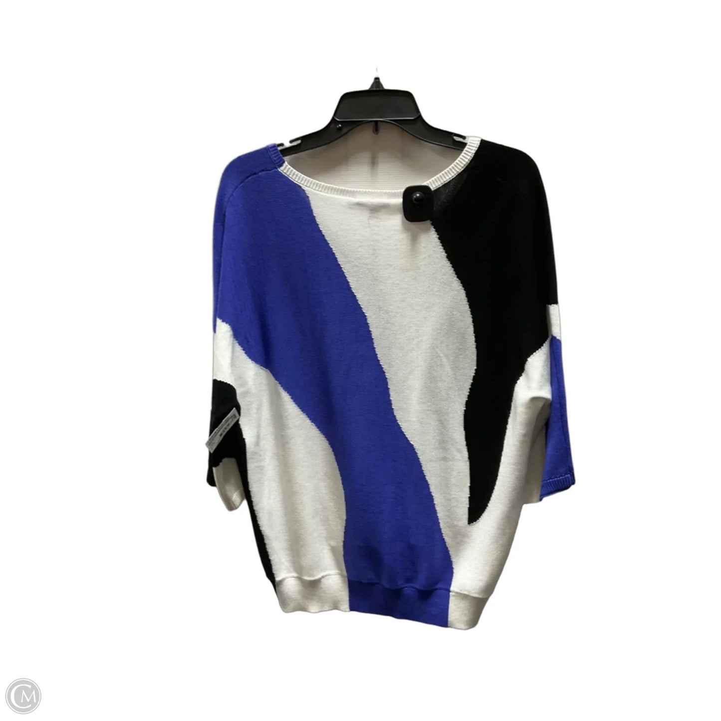 Top Short Sleeve By Chicos In Blue & White, Size: M