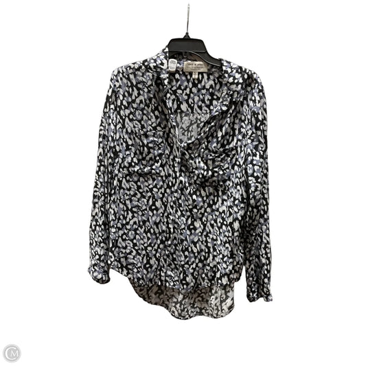 Blouse Long Sleeve By Cloth & Stone In Blue & White, Size: M