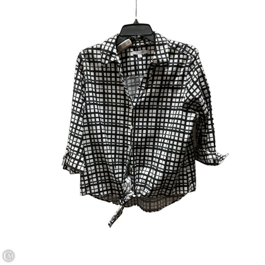 Blouse Long Sleeve By Chicos In Black & White, Size: M