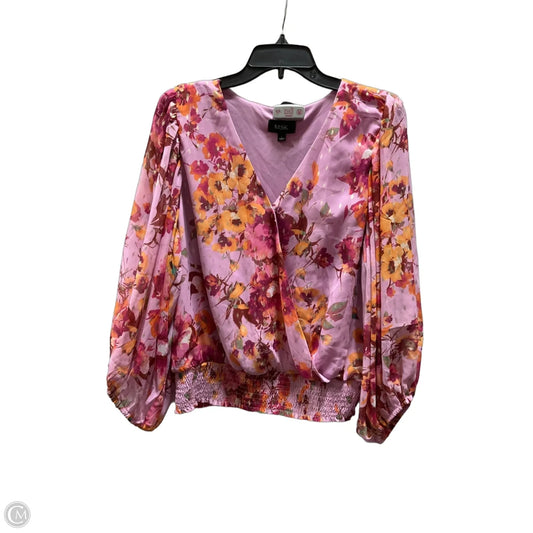 Top 3/4 Sleeve By Msk In Floral Print, Size: L