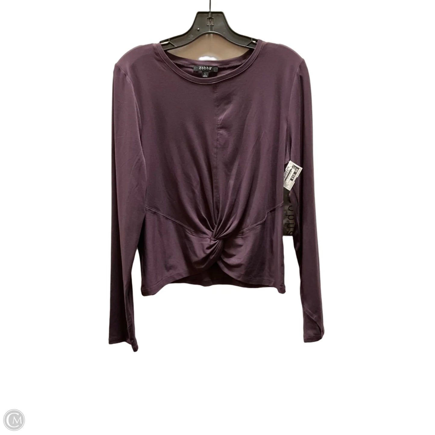Athletic Top Long Sleeve Collar By Zobha In Purple, Size: L