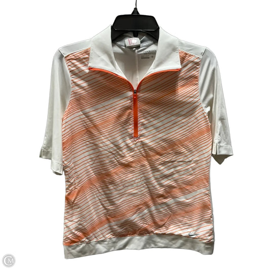 Athletic Top Short Sleeve By Nike In Orange & White, Size: M