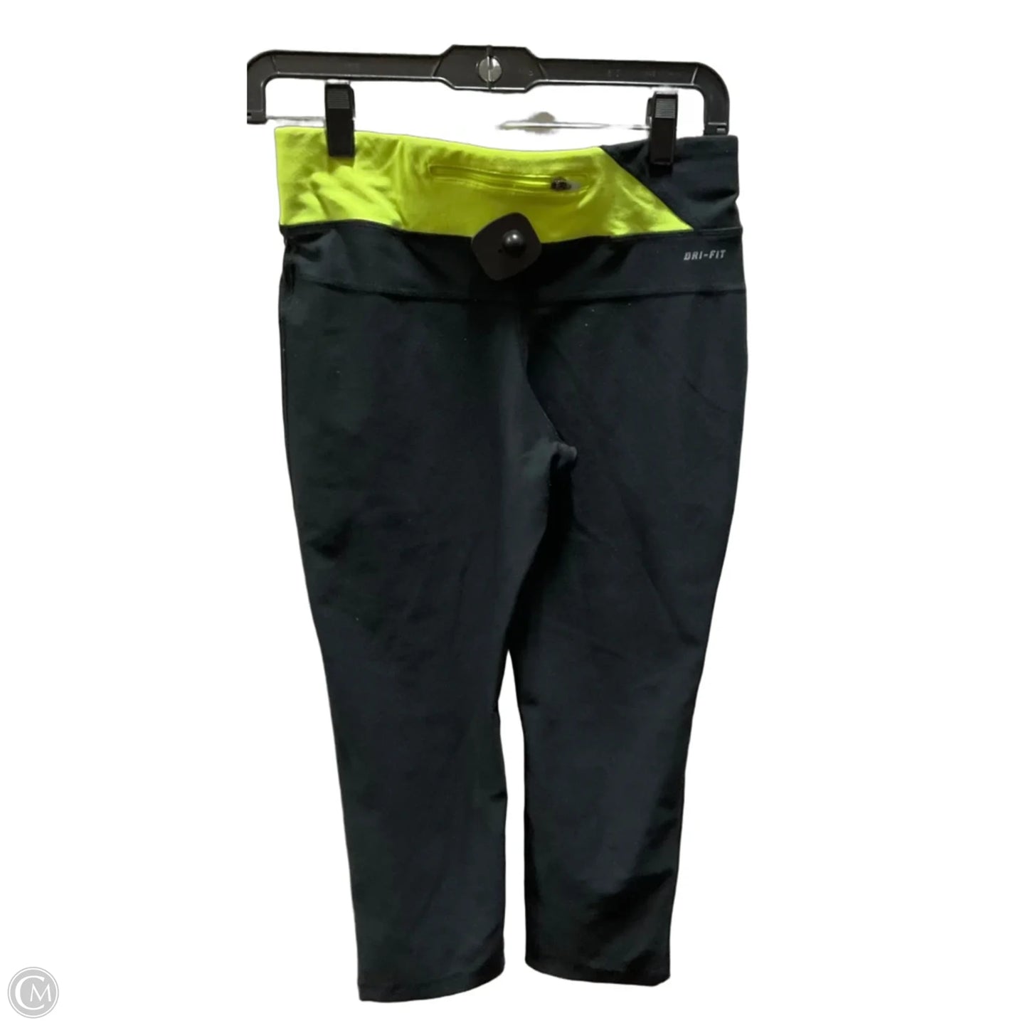 Athletic Leggings Capris By Nike In Black & Yellow, Size: S