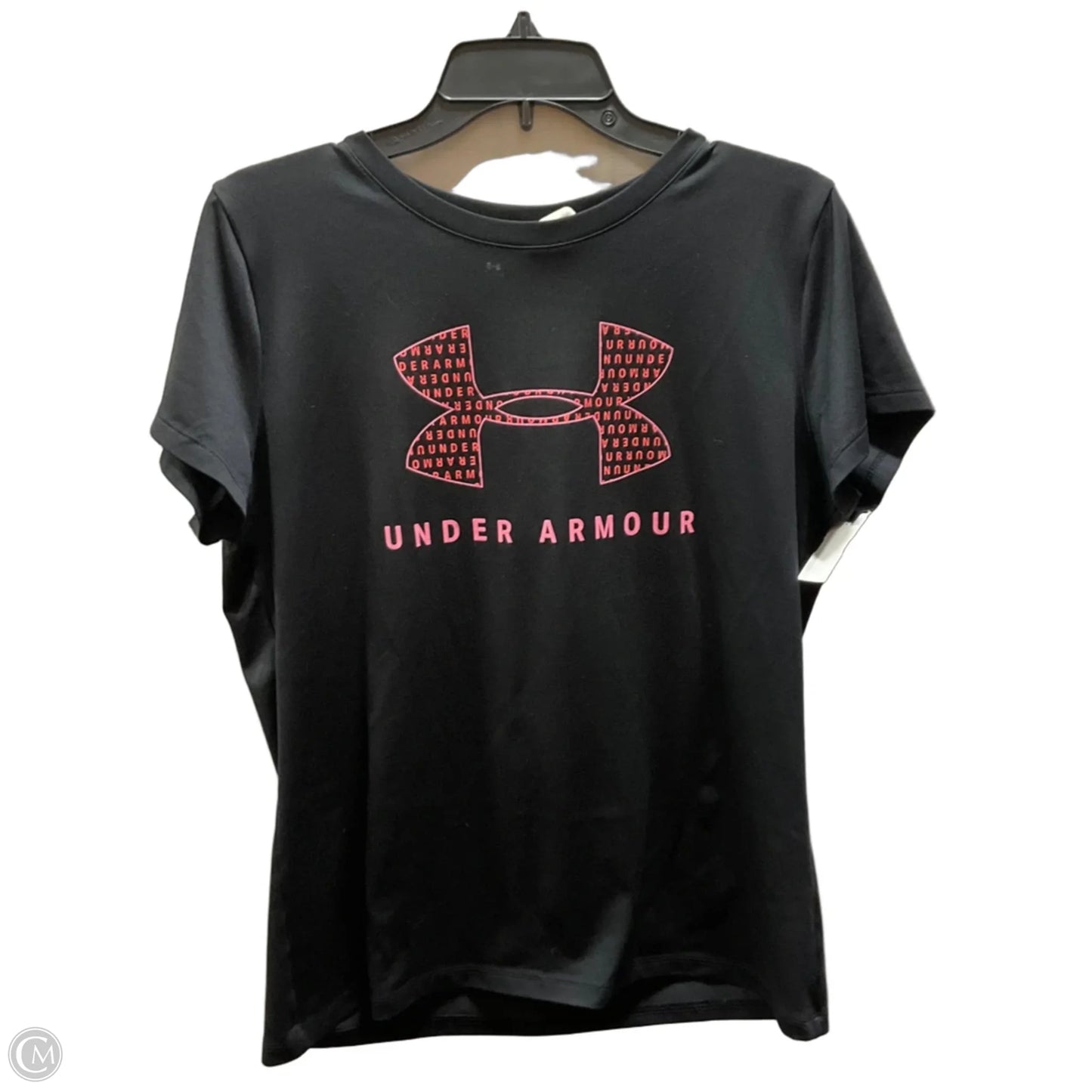 Athletic Top Short Sleeve By Under Armour In Black, Size: L