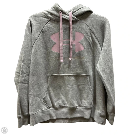 Athletic Sweatshirt Hoodie By Under Armour In Grey, Size: M