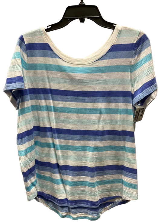 Top Short Sleeve By Talbots In Blue & Cream, Size: L