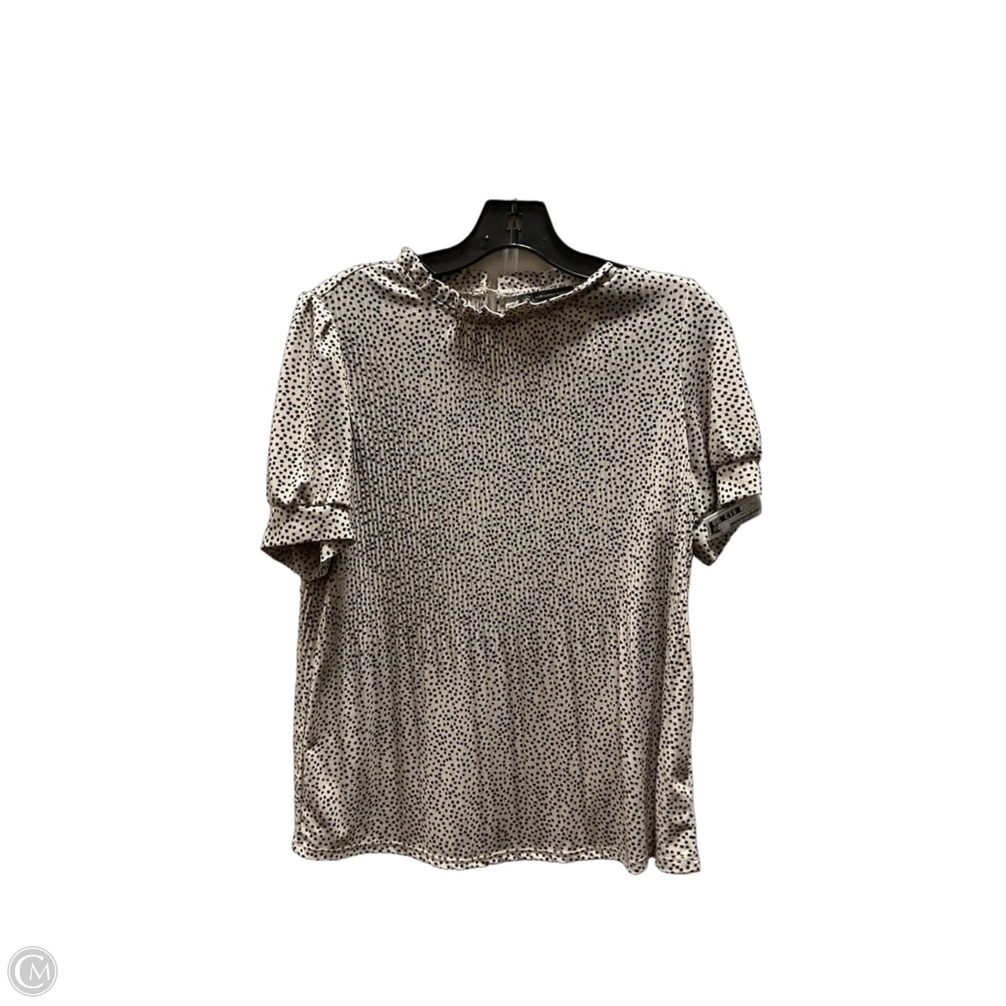 Top Short Sleeve By Adrianna Papell In Black & Cream, Size: S