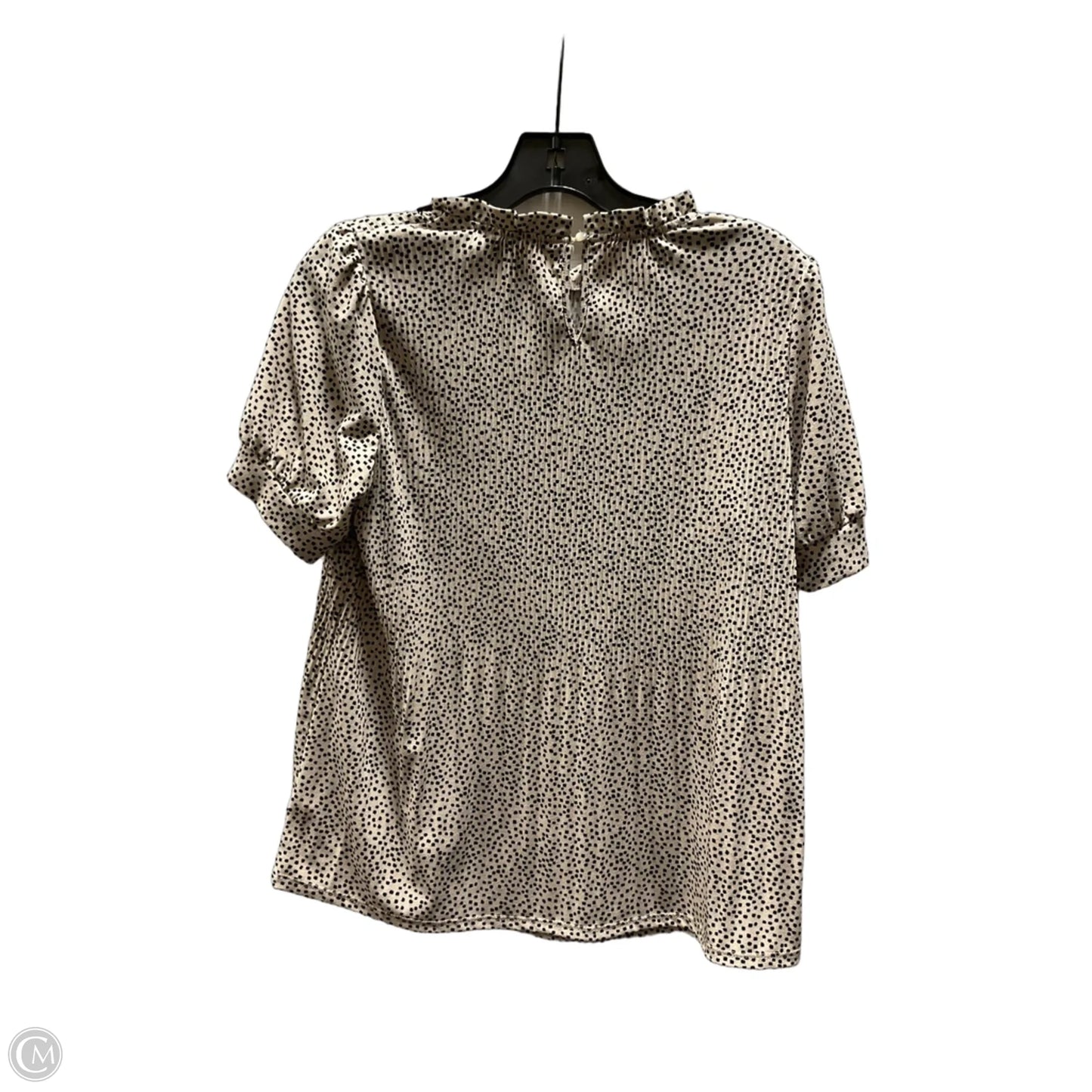 Top Short Sleeve By Adrianna Papell In Black & Cream, Size: S