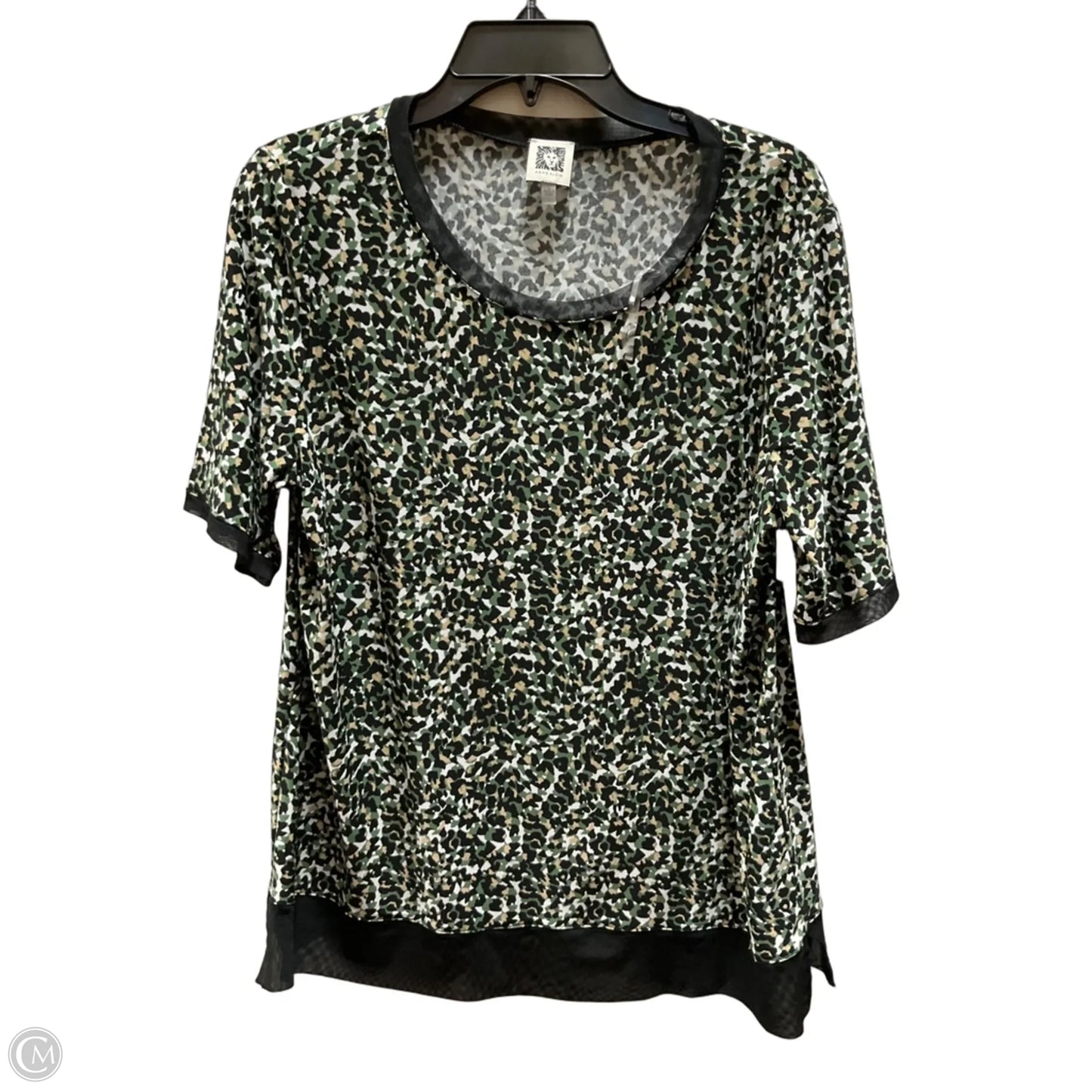 Top Short Sleeve By Anne Klein In Black & Green, Size: L