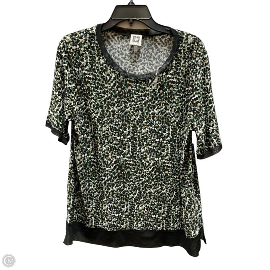 Top Short Sleeve By Anne Klein In Black & Green, Size: L