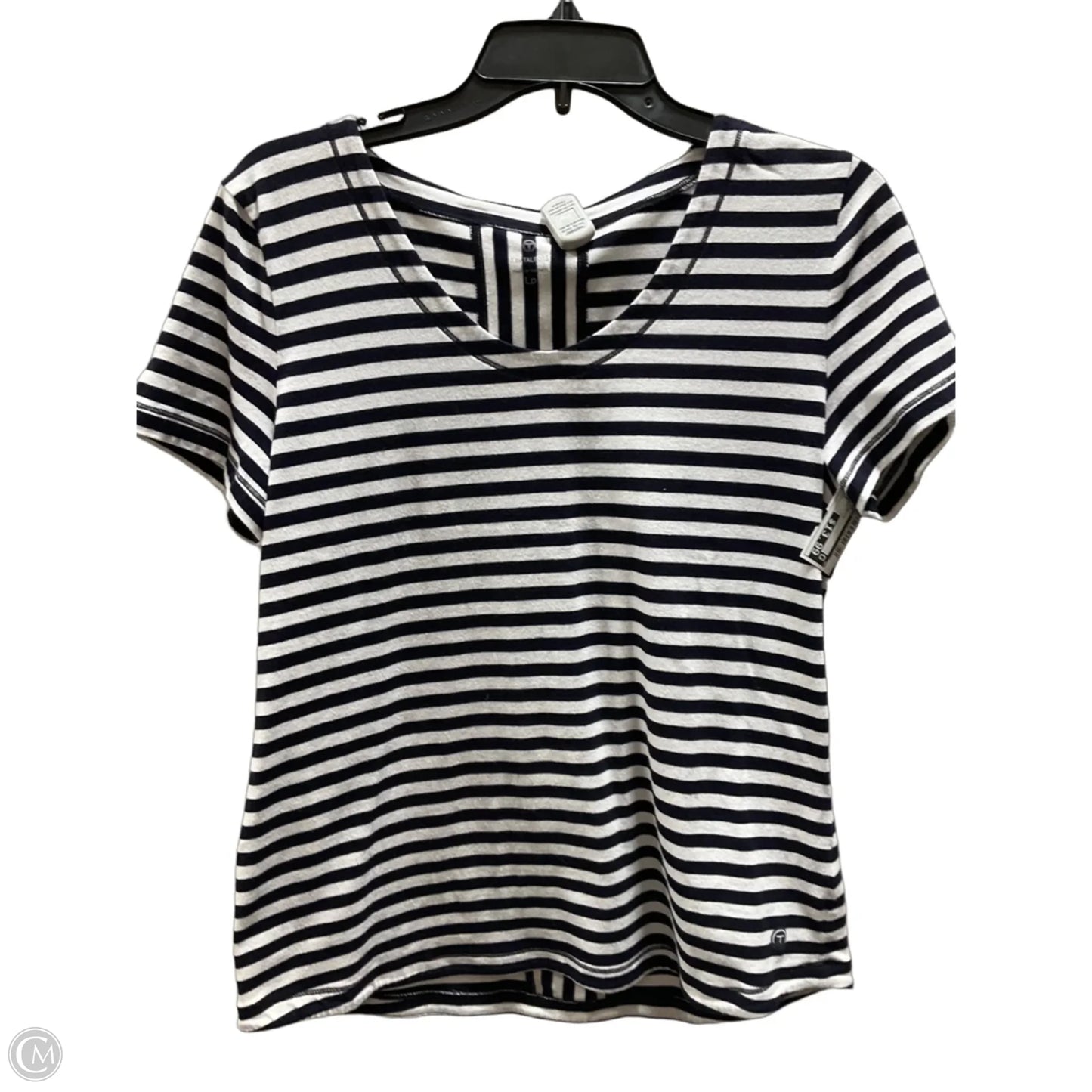 Top Short Sleeve By Talbots In Blue & White, Size: L