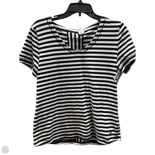 Top Short Sleeve By Talbots In Blue & White, Size: L