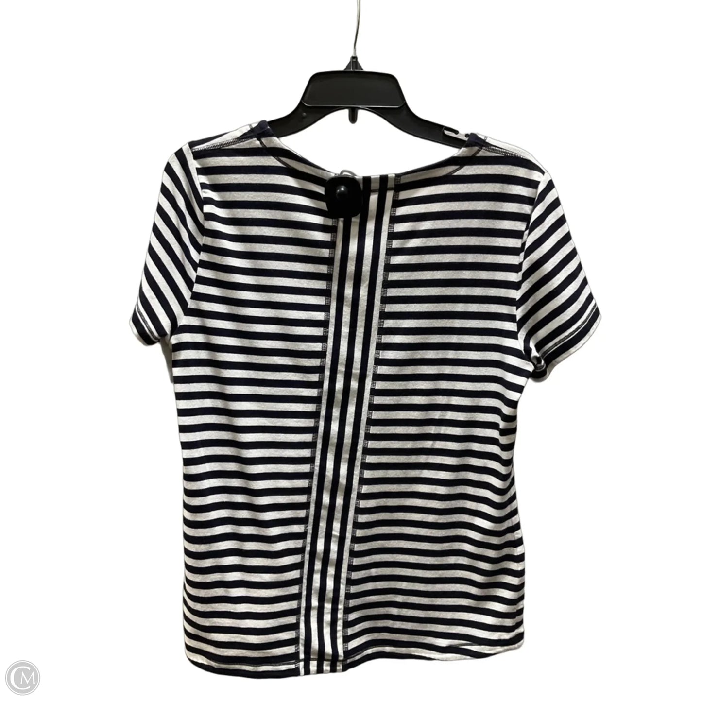 Top Short Sleeve By Talbots In Blue & White, Size: L