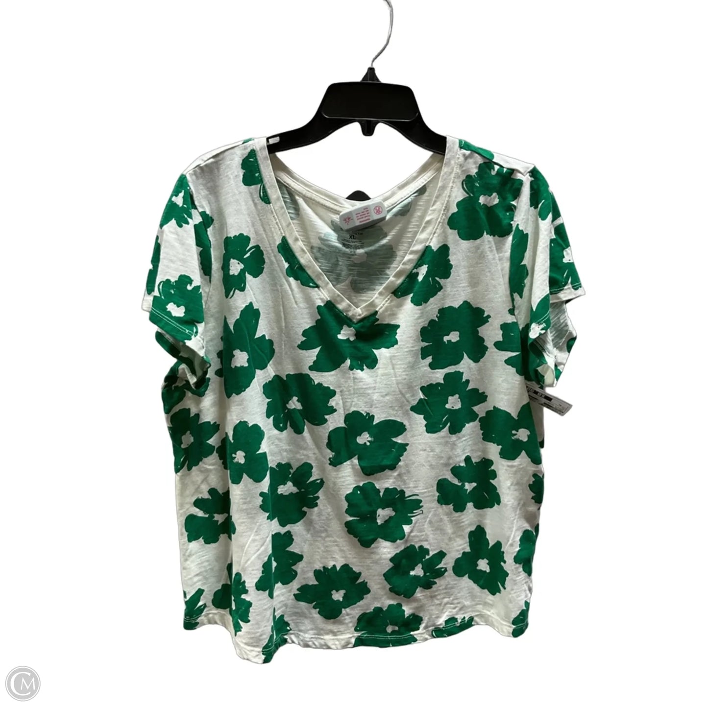 Top Short Sleeve By Sonoma In Green & White, Size: Xl