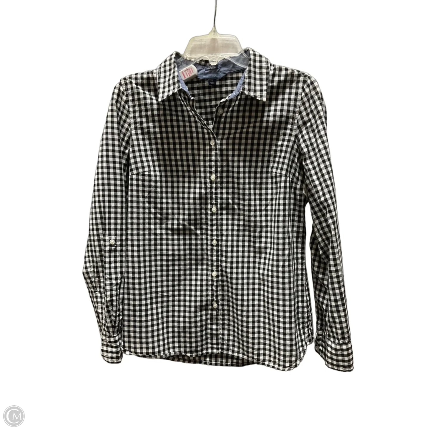 Blouse Long Sleeve By Tommy Hilfiger In Black & White, Size: M