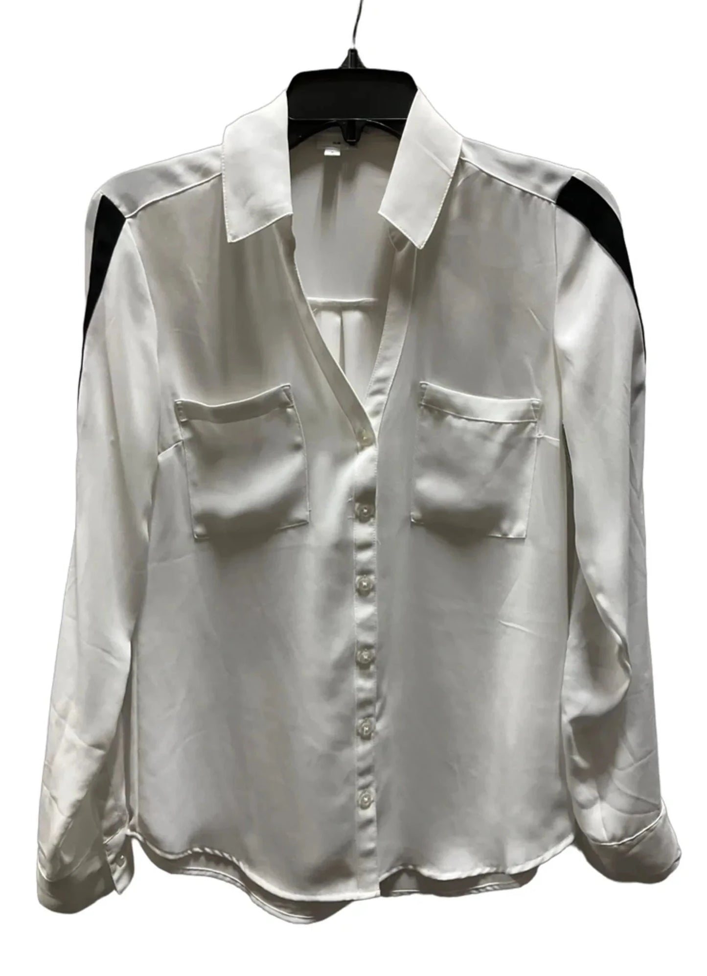 Blouse Long Sleeve By Express In White, Size: S