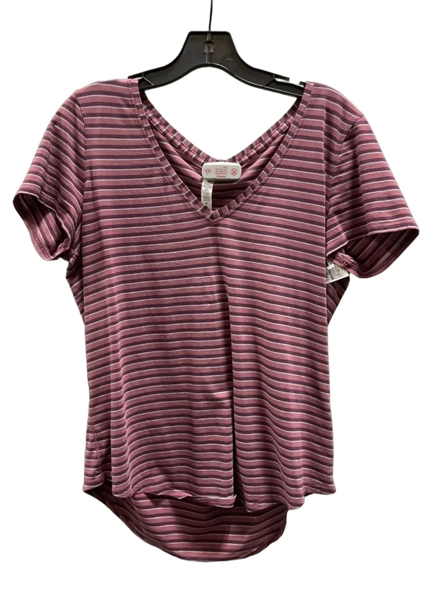 Athletic Top Short Sleeve By Lululemon In Striped Pattern, Size: 10