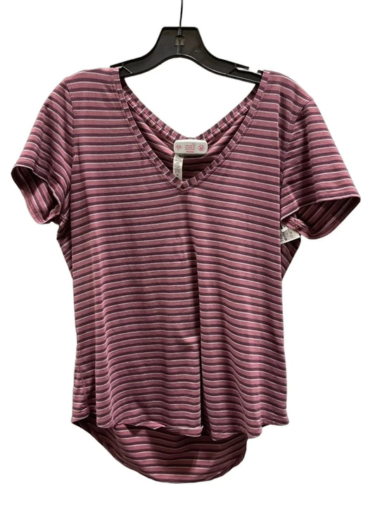 Athletic Top Short Sleeve By Lululemon In Striped Pattern, Size: 10