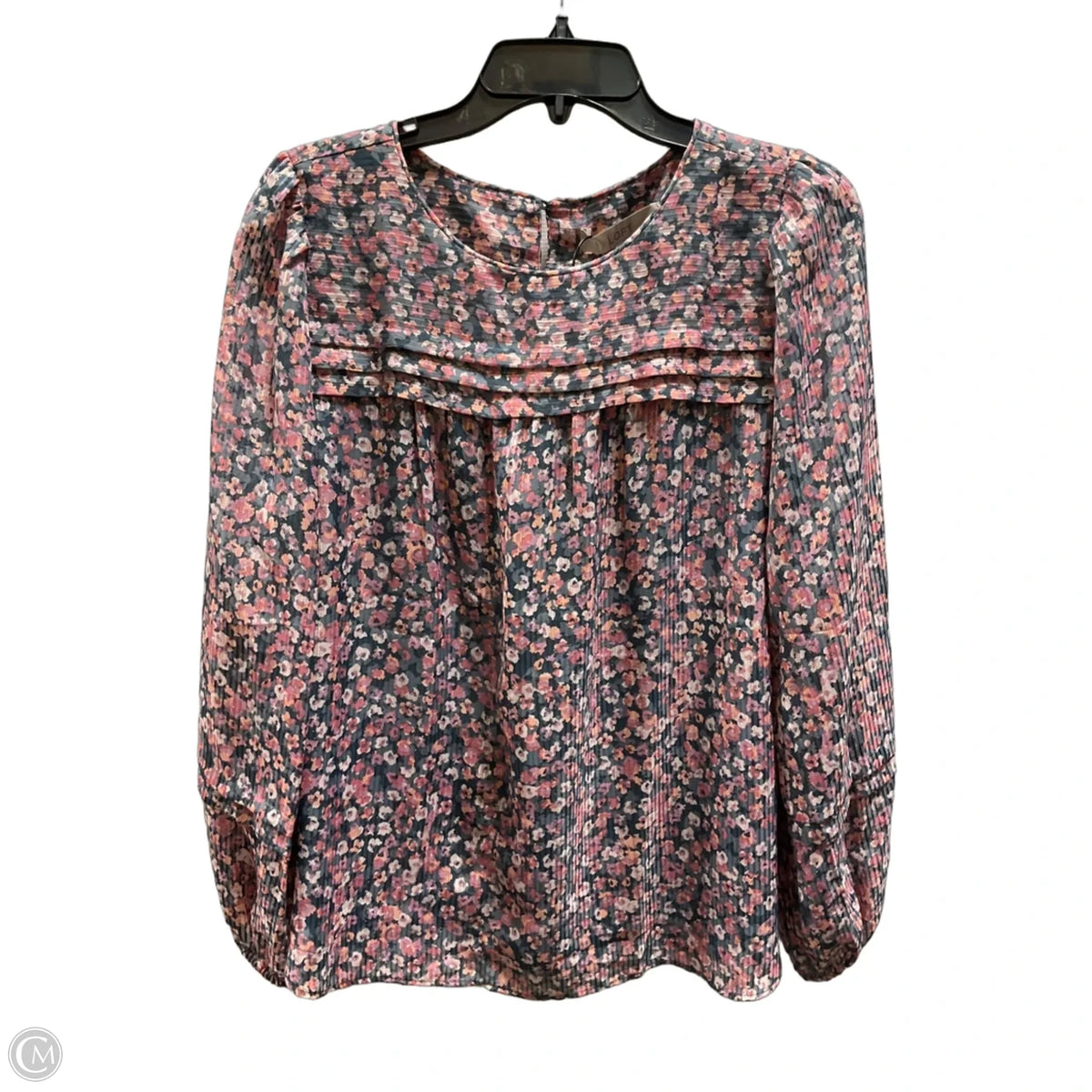 Top Long Sleeve By Loft In Grey & Pink, Size: M