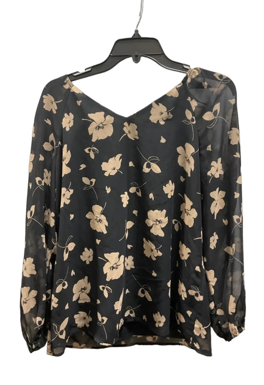 Top Long Sleeve By Nine West In Black & Brown, Size: M