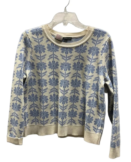 Top Long Sleeve By Adrianna Papell In Blue & White, Size: M