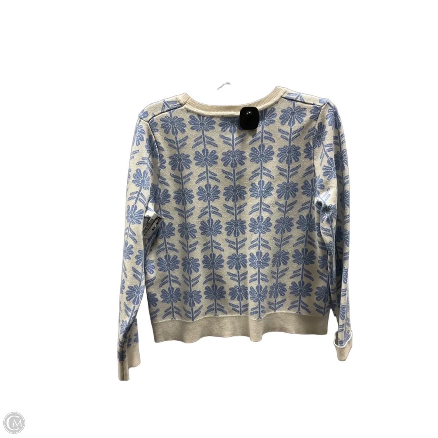 Top Long Sleeve By Adrianna Papell In Blue & White, Size: M