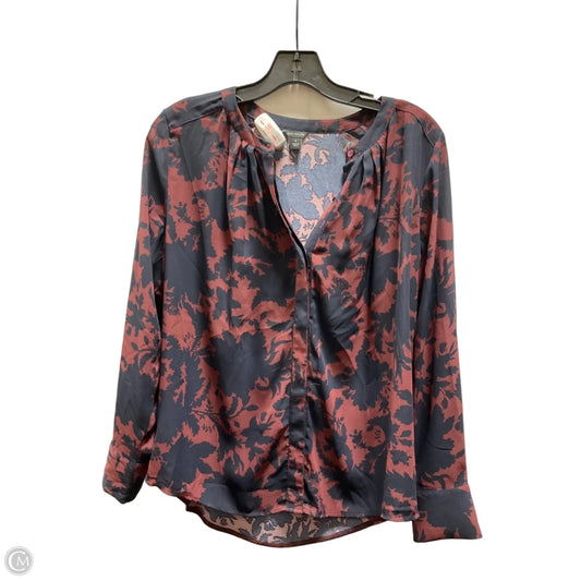 Blouse Long Sleeve By Ann Taylor In Blue & Red, Size: M